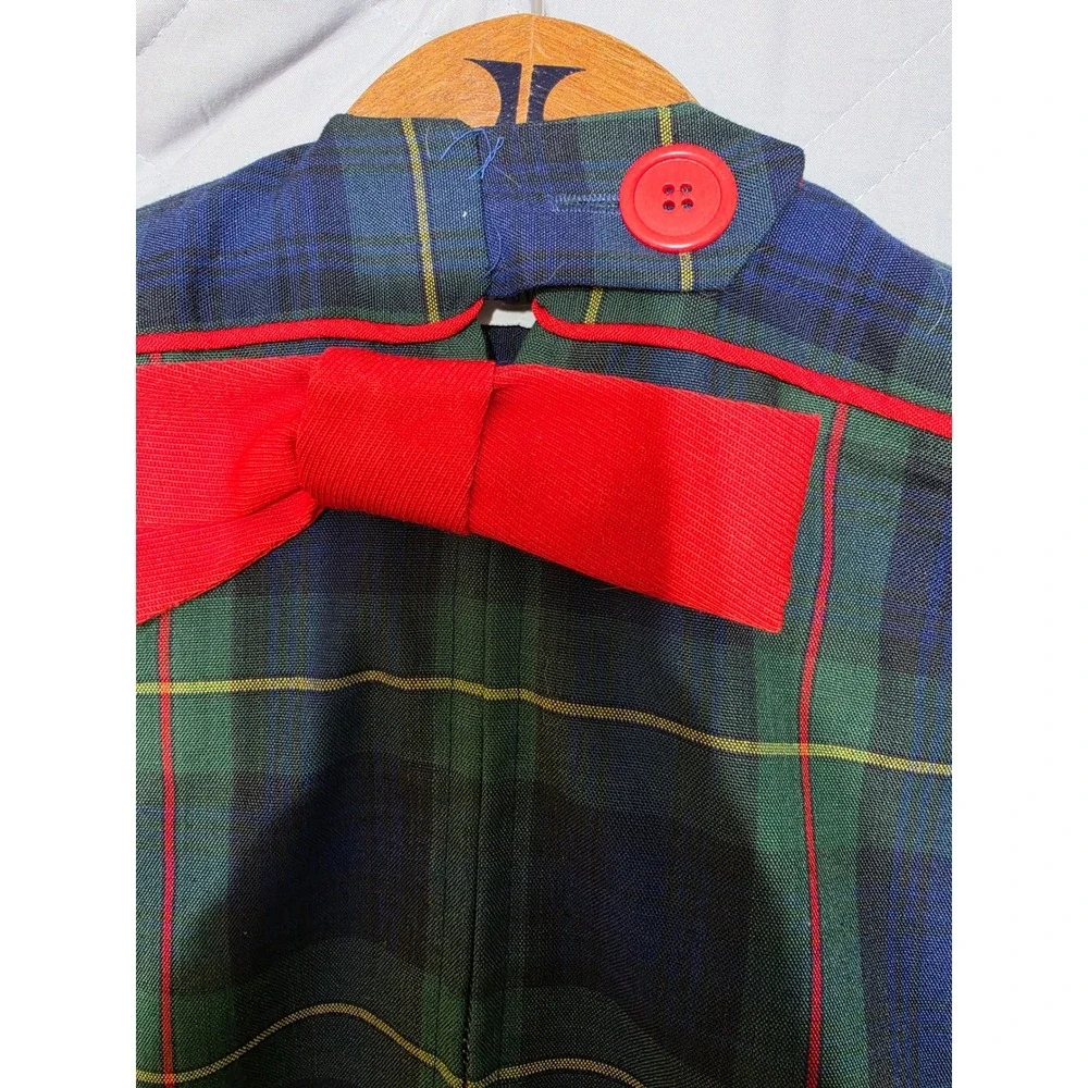 Vintage Tanner Plaid Garment Bag Green Blue Red Bows Travel Suit Dress Cover